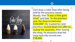 How to apply misrepresentation Liam cupcake scenario [upl. by Ringe]