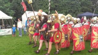 Roman Reenactment at the Amphitheatre in Caerleon Marching In [upl. by Nwahsud479]