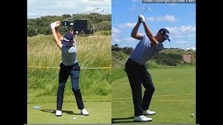 Justin Thomas golf swing  Long Iron faceon amp downtheline July 2017 [upl. by Barsky]