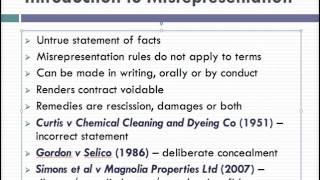 Misrepresentation Lecture 1 of 4 [upl. by Rue655]